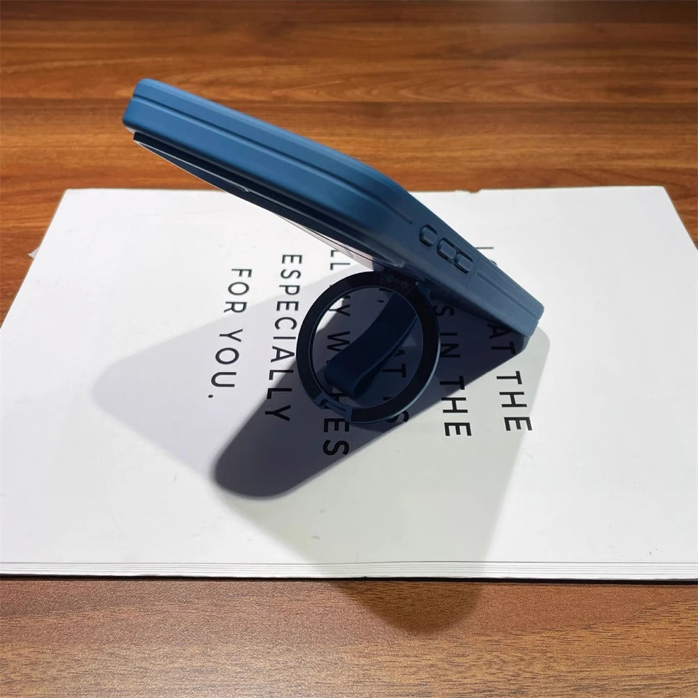 Luxury Magnetic iPhone Case with Strap and Stand — Matte Shockproof Cover, Non-Slip Grip, MagSafe Wireless Charging Ready, Textured Modern Design