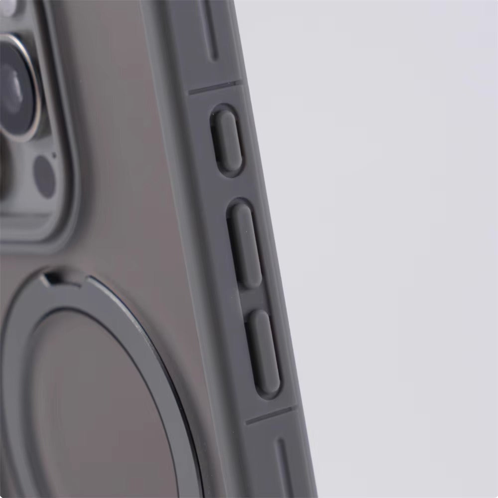 Luxury Magnetic iPhone Case with Strap and Stand — Matte Shockproof Cover, Non-Slip Grip, MagSafe Wireless Charging Ready, Textured Modern Design