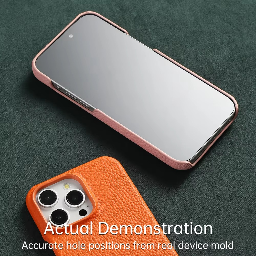 Luxury iPhone Case — MagSafe Magnetic Genuine Cowhide Lychee Leather Back Cover, Shockproof, Anti-Fingerprint, Dustproof, Full Protection