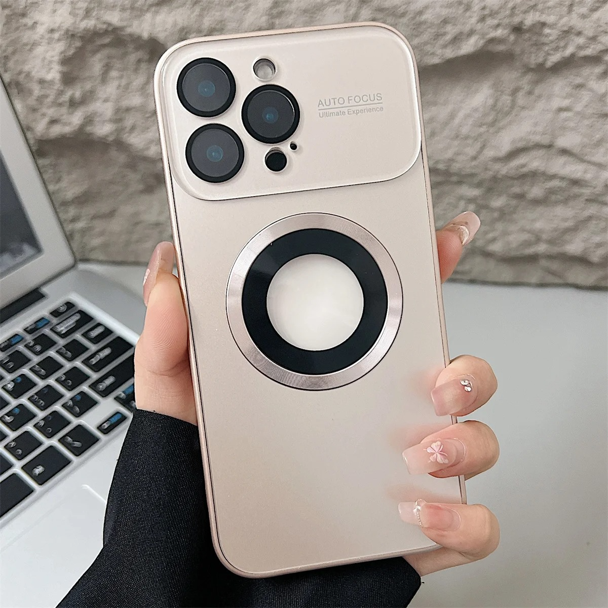 Luxury Magsafe Magnetic iPhone Case — Large Window Logo Hole, Shockproof Half-Wrapped Cover, Camera Lens Protection, Anti-Fingerprint, Matte Non-Slip