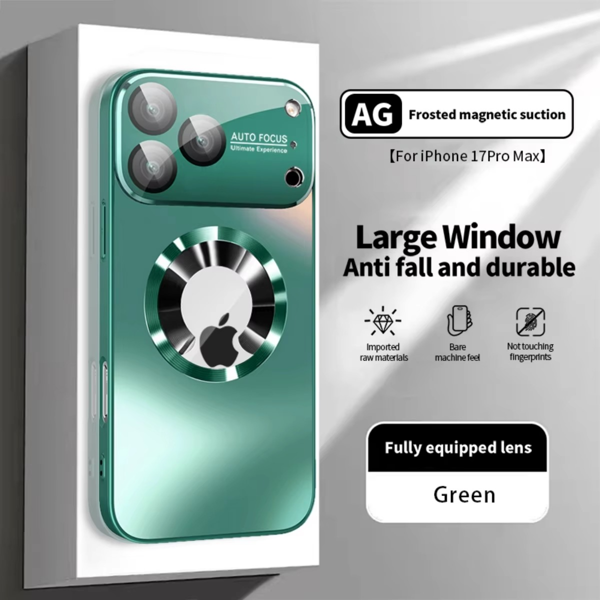 Luxury Magsafe Magnetic iPhone Case — Large Window Logo Hole, Shockproof Half-Wrapped Cover, Camera Lens Protection, Anti-Fingerprint, Matte Non-Slip