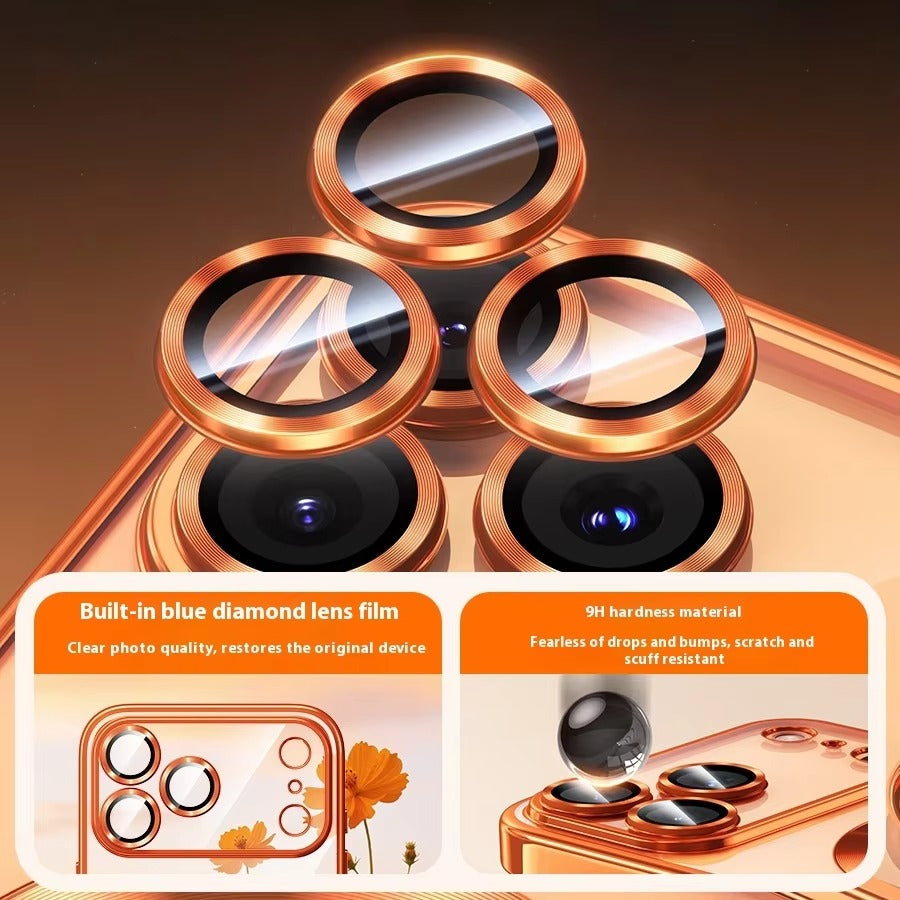 Luxury iPhone Case — MagSafe Transparent TPU Half-Wrapped Soft Plating Cover with Dust Plug, Shockproof, Anti-Fingerprint, Anti-Scratch Matte Finish