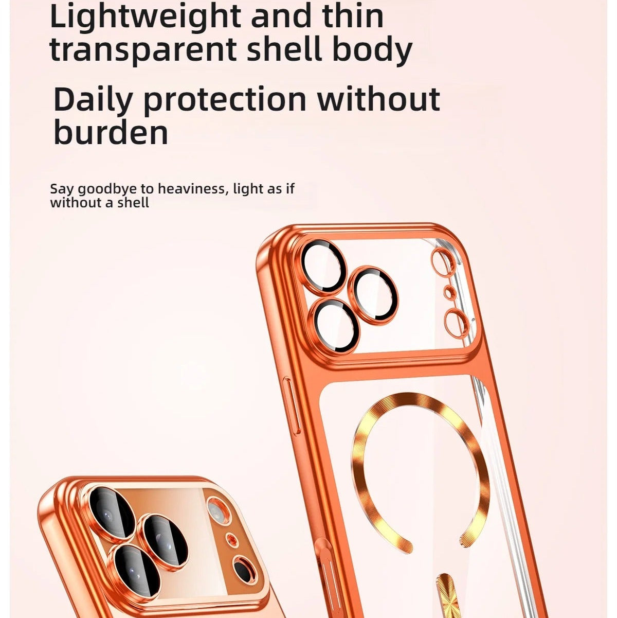 Luxury iPhone Case — MagSafe Transparent TPU Half-Wrapped Soft Plating Cover with Dust Plug, Shockproof, Anti-Fingerprint, Anti-Scratch Matte Finish