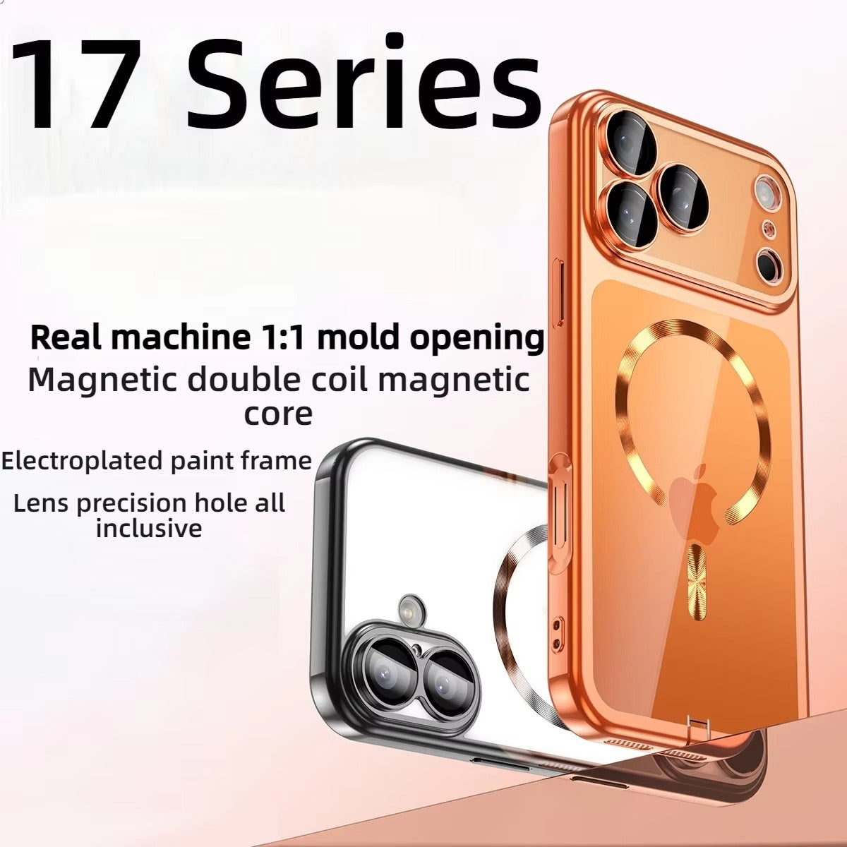 Luxury iPhone Case — MagSafe Transparent TPU Half-Wrapped Soft Plating Cover with Dust Plug, Shockproof, Anti-Fingerprint, Anti-Scratch Matte Finish