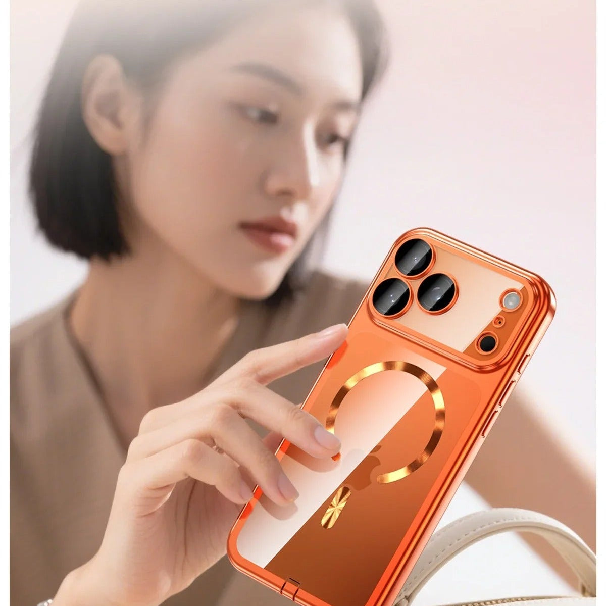 Luxury iPhone Case — MagSafe Transparent TPU Half-Wrapped Soft Plating Cover with Dust Plug, Shockproof, Anti-Fingerprint, Anti-Scratch Matte Finish