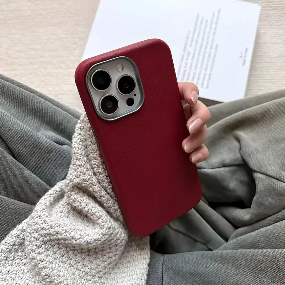 Luxury Matte Litchi Texture iPhone Case — Soft TPU Shockproof Half-Wrapped Cover with Anti-Scratch, Non-Slip, Lightweight Protection