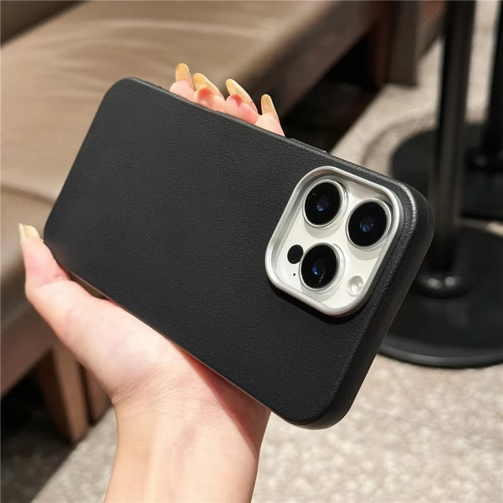 Luxury Matte Litchi Texture iPhone Case — Soft TPU Shockproof Half-Wrapped Cover with Anti-Scratch, Non-Slip, Lightweight Protection