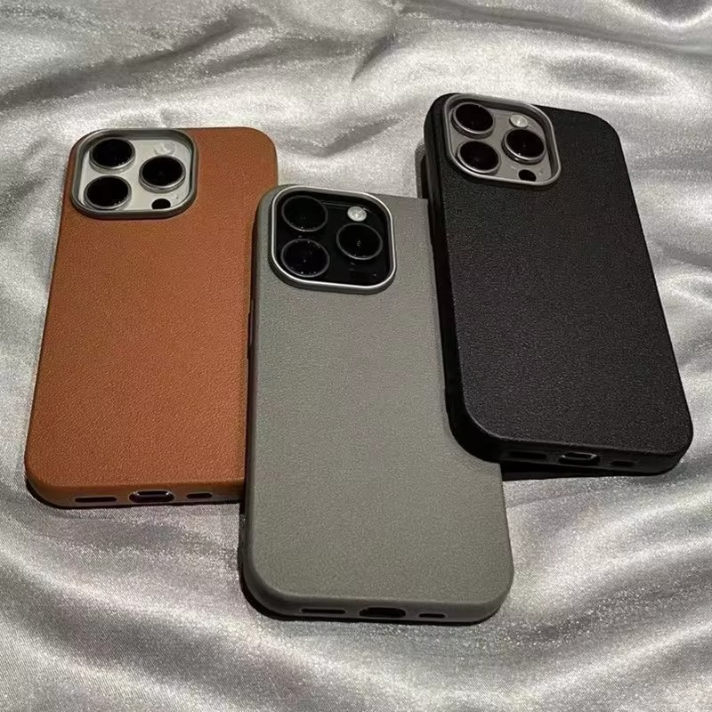 Luxury Matte Litchi Texture iPhone Case — Soft TPU Shockproof Half-Wrapped Cover with Anti-Scratch, Non-Slip, Lightweight Protection