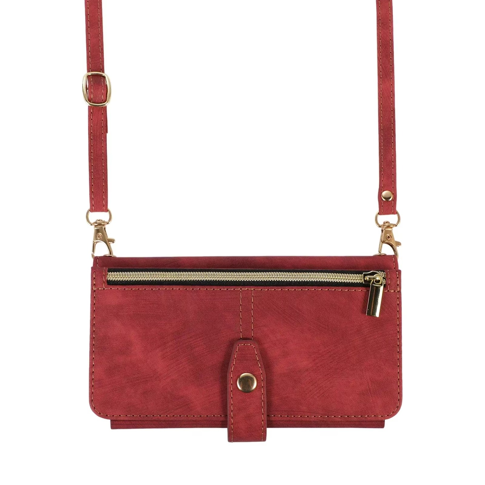 Luxury PU Leather iPhone Case — Crossbody Wallet Cover with Card Holder, Lanyard, Kickstand, Dustproof, and Storage Compartment