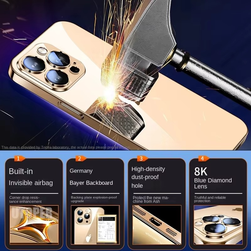 Luxury Plating TPU iPhone Case — High-Quality Soft Half-Wrapped Cover with Clear Lens Protection, Shockproof, Anti-Fingerprint, Transparent Design