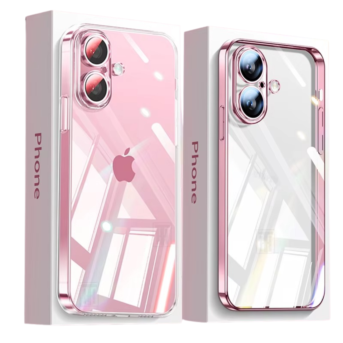 Luxury Plating TPU iPhone Case — High-Quality Soft Half-Wrapped Cover with Clear Lens Protection, Shockproof, Anti-Fingerprint, Transparent Design