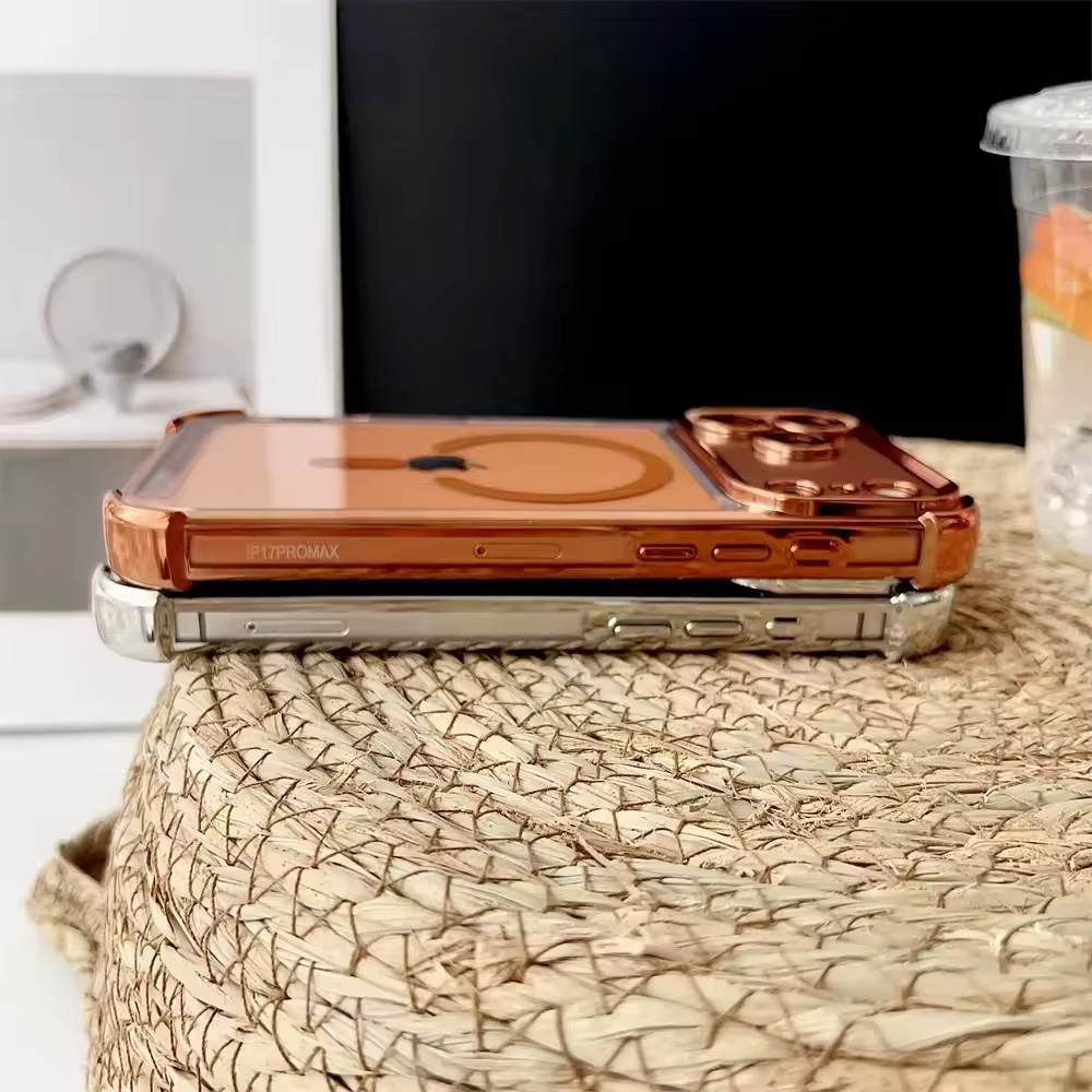 Luxury iPhone Case — Plating Transparent Shockproof Magnetic Cover, MagSafe Compatible, Wireless-Charging, Anti-Fingerprint, Full Protection