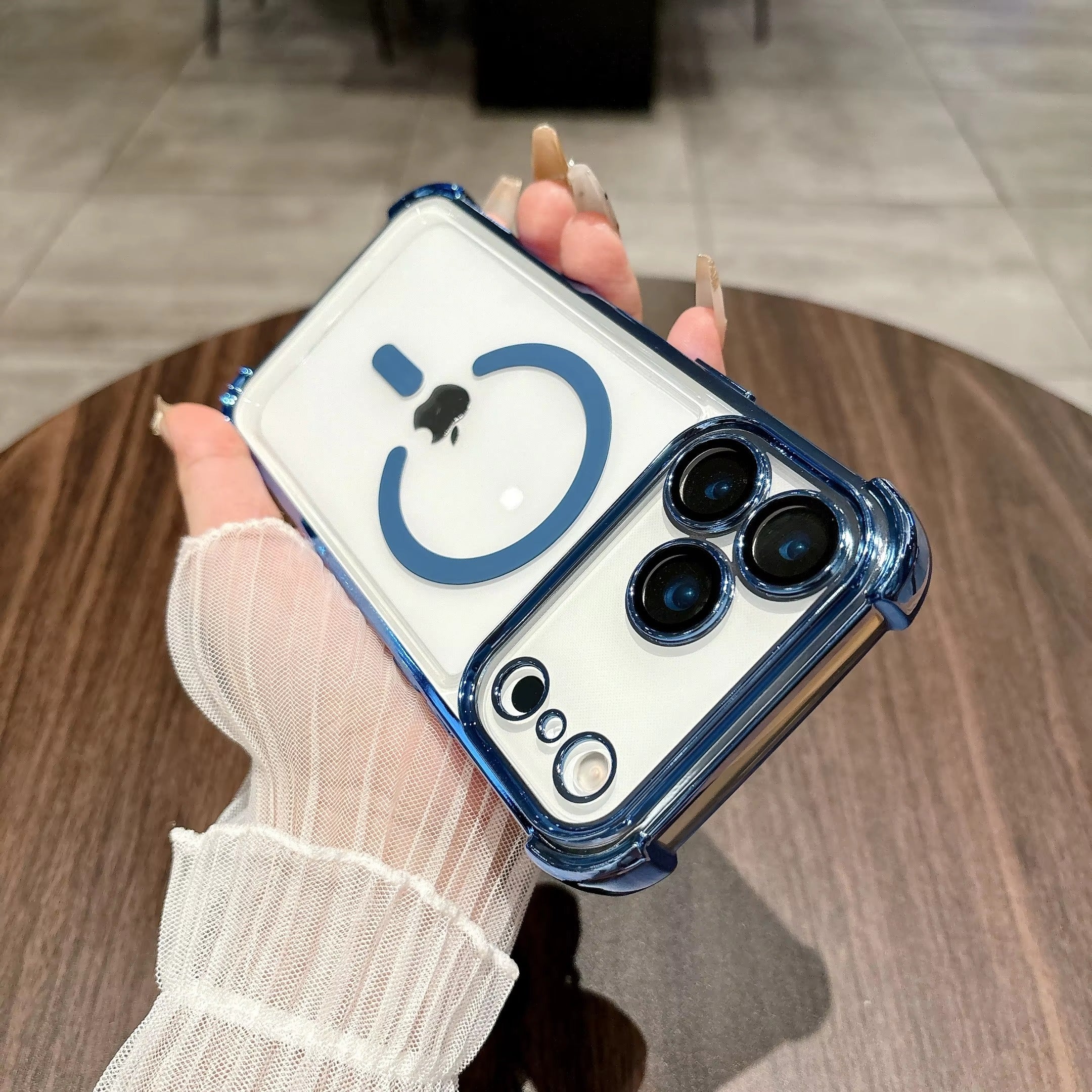 Luxury iPhone Case — Plating Transparent Shockproof Magnetic Cover, MagSafe Compatible, Wireless-Charging, Anti-Fingerprint, Full Protection