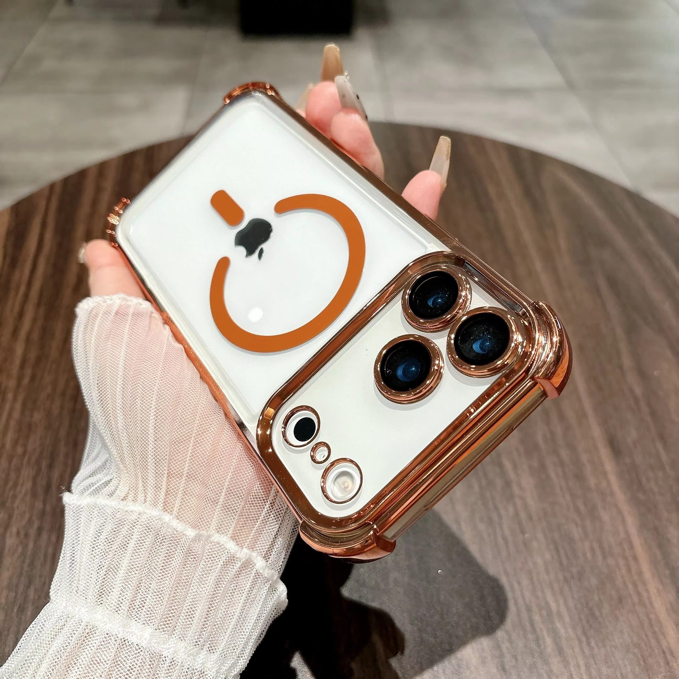 Luxury iPhone Case — Plating Transparent Shockproof Magnetic Cover, MagSafe Compatible, Wireless-Charging, Anti-Fingerprint, Full Protection