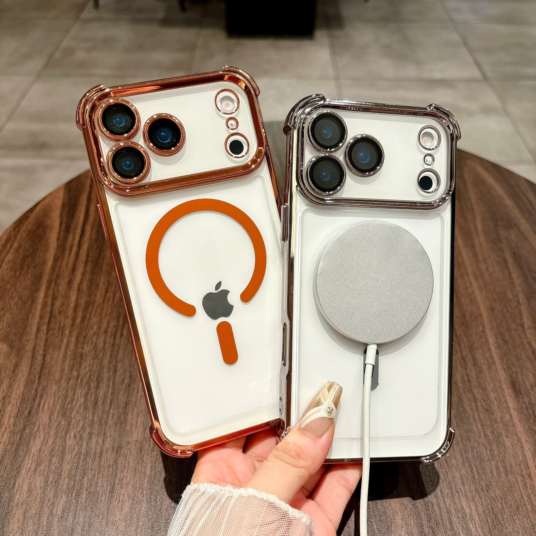 Luxury iPhone Case — Plating Transparent Shockproof Magnetic Cover, MagSafe Compatible, Wireless-Charging, Anti-Fingerprint, Full Protection