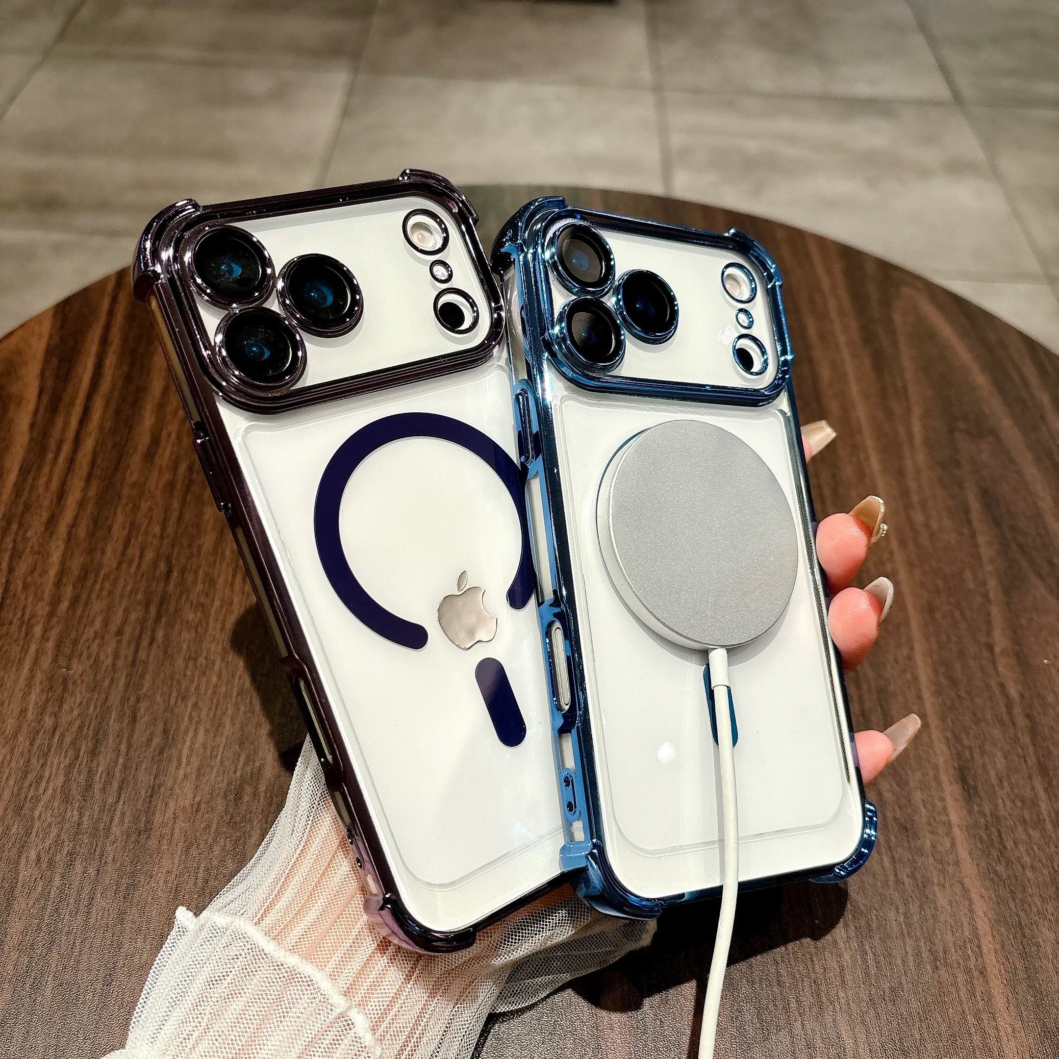 Luxury iPhone Case — Plating Transparent Shockproof Magnetic Cover, MagSafe Compatible, Wireless-Charging, Anti-Fingerprint, Full Protection
