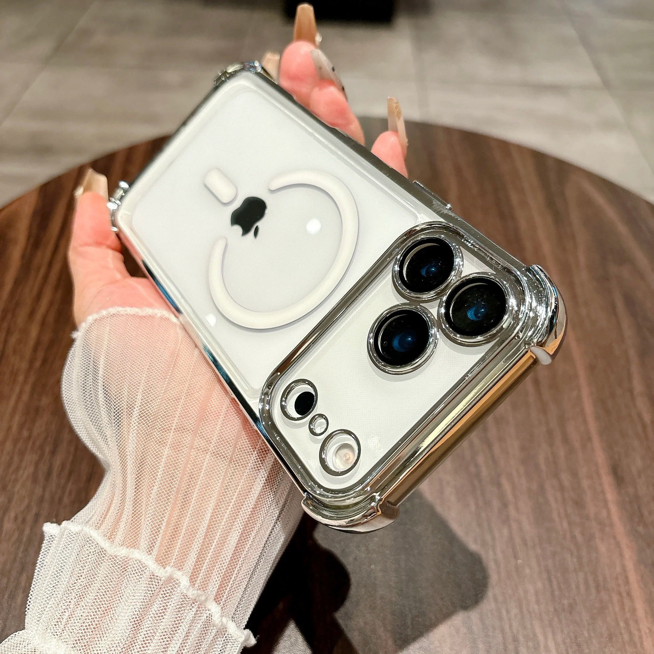Luxury iPhone Case — Plating Transparent Shockproof Magnetic Cover, MagSafe Compatible, Wireless-Charging, Anti-Fingerprint, Full Protection