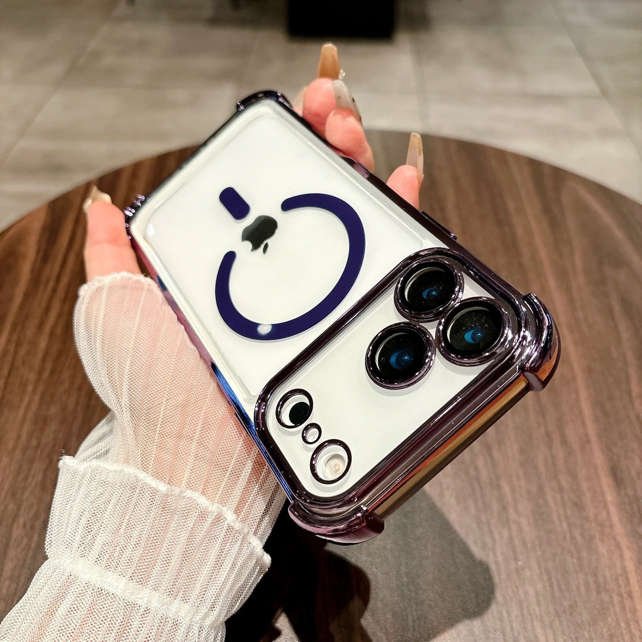 Luxury iPhone Case — Plating Transparent Shockproof Magnetic Cover, MagSafe Compatible, Wireless-Charging, Anti-Fingerprint, Full Protection