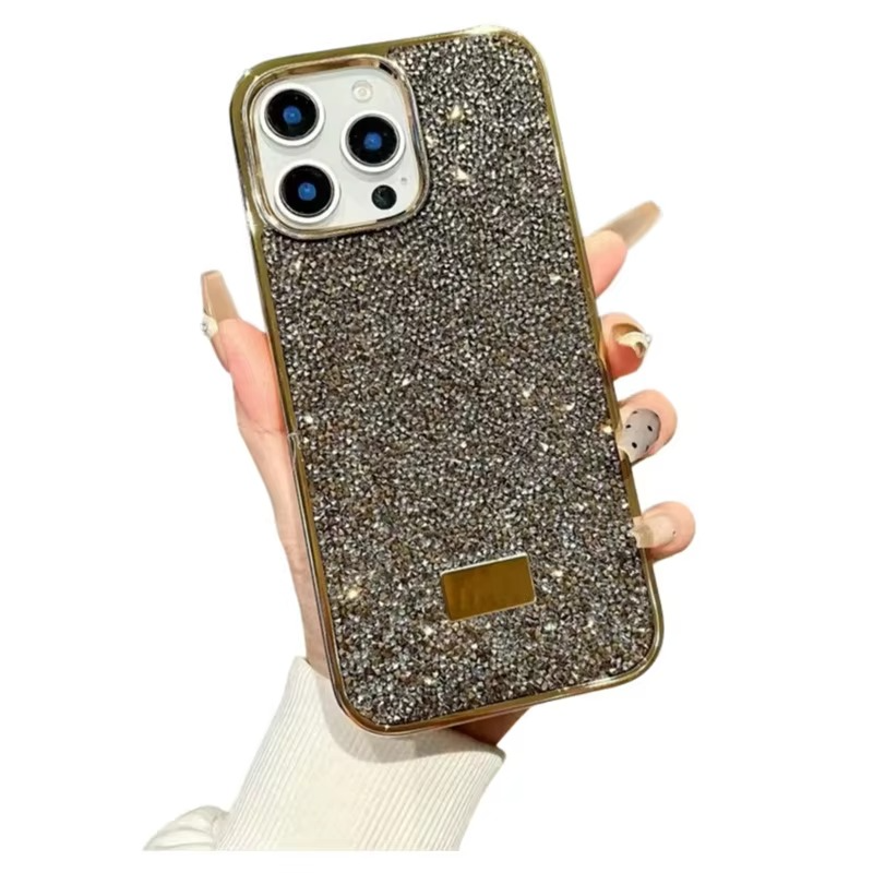 Luxury iPhone Case — Rhinestone Diamond Shockproof Protective Cover, Anti-Fingerprint, Anti-Scratch, Washable, Non-Slip, Glitter Finish, Half-Wrapped Design