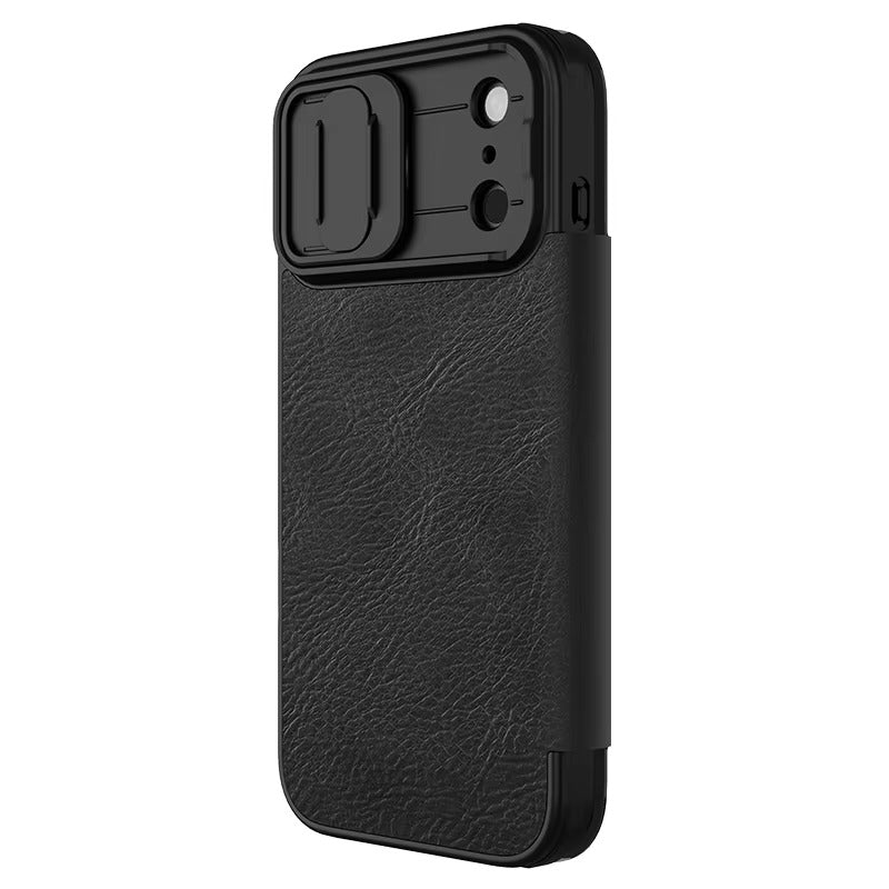 Luxury iPhone Case — Shockproof Flip Leather Wallet Cover with Camera Slider Protection, Anti-Fingerprint Dustproof Design