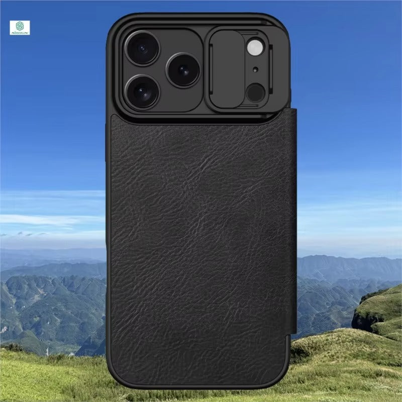 Luxury iPhone Case — Shockproof Flip Leather Wallet Cover with Camera Slider Protection, Anti-Fingerprint Dustproof Design