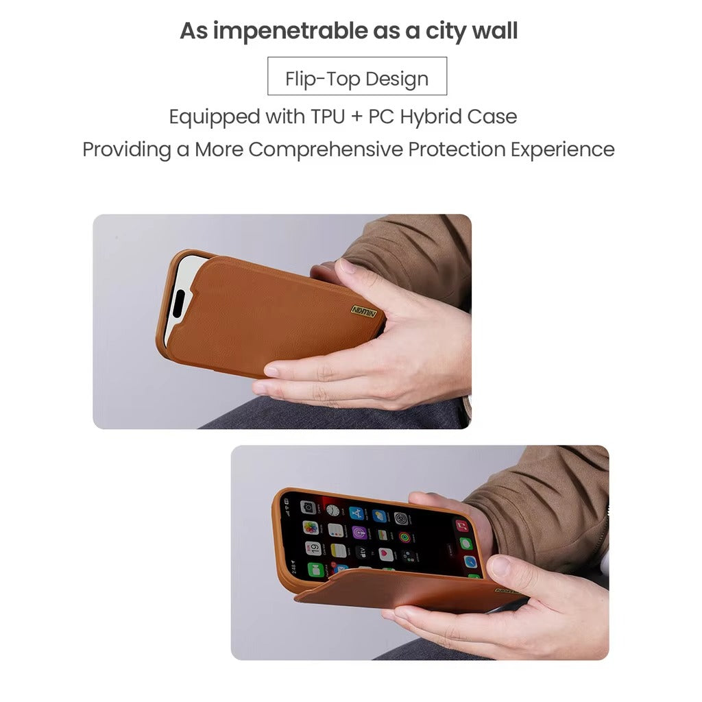 Luxury iPhone Case — Shockproof Flip Leather Wallet Cover with Camera Slider Protection, Anti-Fingerprint Dustproof Design