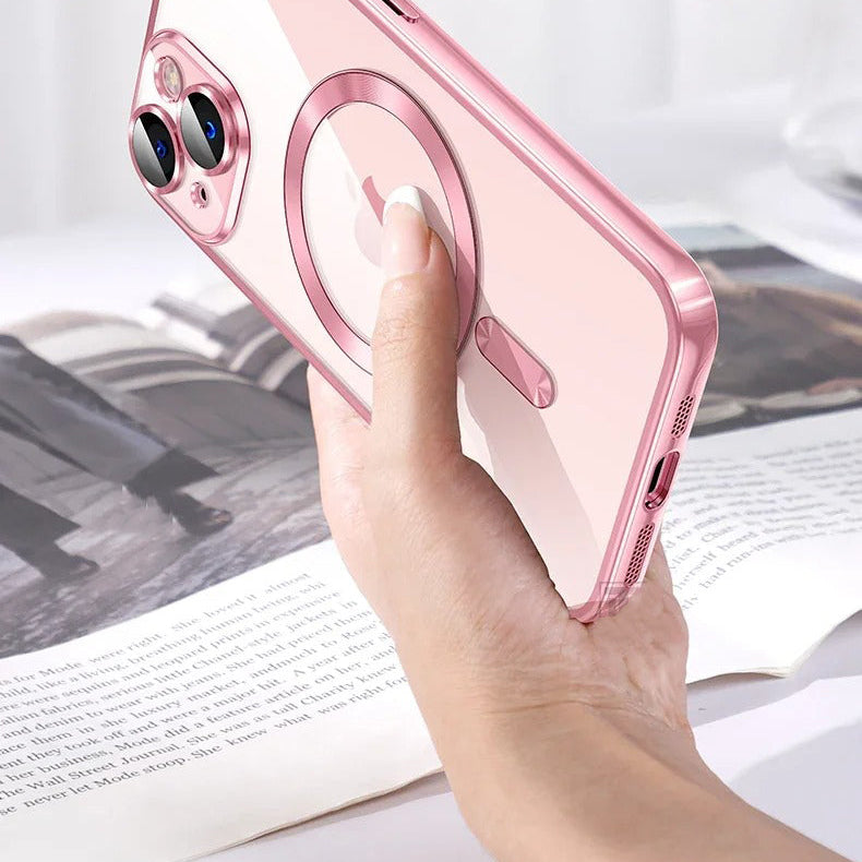 Luxury iPhone Case — Soft TPU Plating MagSafe Magnetic Lens Protection with Shockproof, Anti-Fingerprint, Anti-Scratch Transparent Half-Wrapped Cover