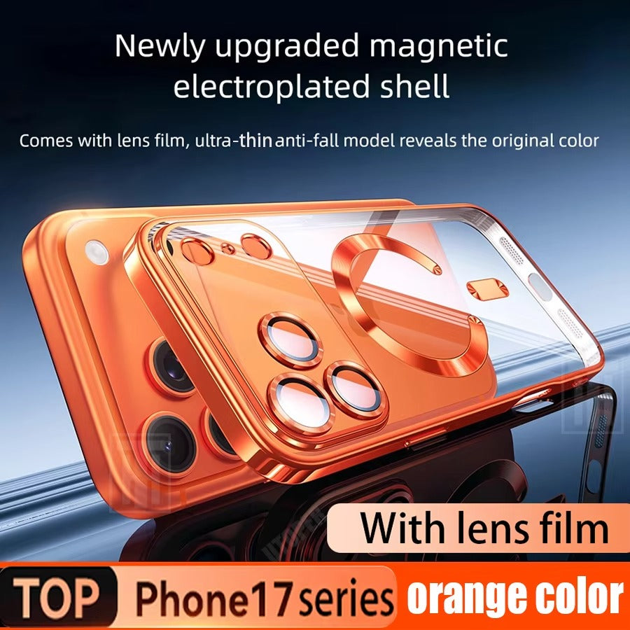 Luxury iPhone Case — Soft TPU Plating MagSafe Magnetic Lens Protection with Shockproof, Anti-Fingerprint, Anti-Scratch Transparent Half-Wrapped Cover