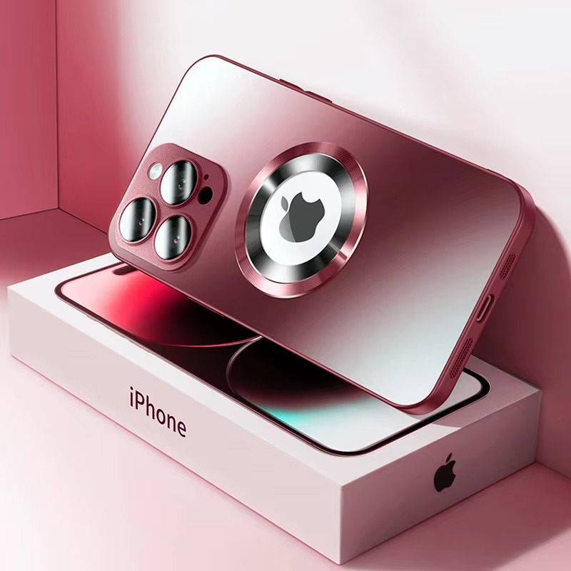 Luxury Tempered Glass Matte Magnetic iPhone Case — Magsafe Wireless Charging, Shockproof Half-Wrapped Cover, Soft Hard Bumper, Anti-Fingerprint, Luminous Finish