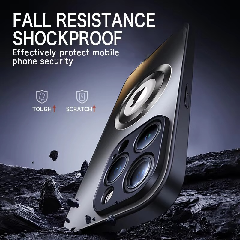 Luxury Tempered Glass Matte Magnetic iPhone Case — Magsafe Wireless Charging, Shockproof Half-Wrapped Cover, Soft Hard Bumper, Anti-Fingerprint, Luminous Finish