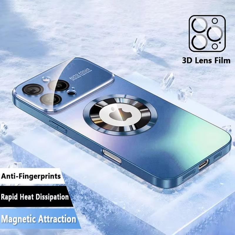 Luxury Titanium Sanding Magnetic iPhone Case — Magsafe Wireless Charging, Shockproof Half-Wrapped Cover with Glass Lens Protection, Anti-Fingerprint, Non-Slip Finish