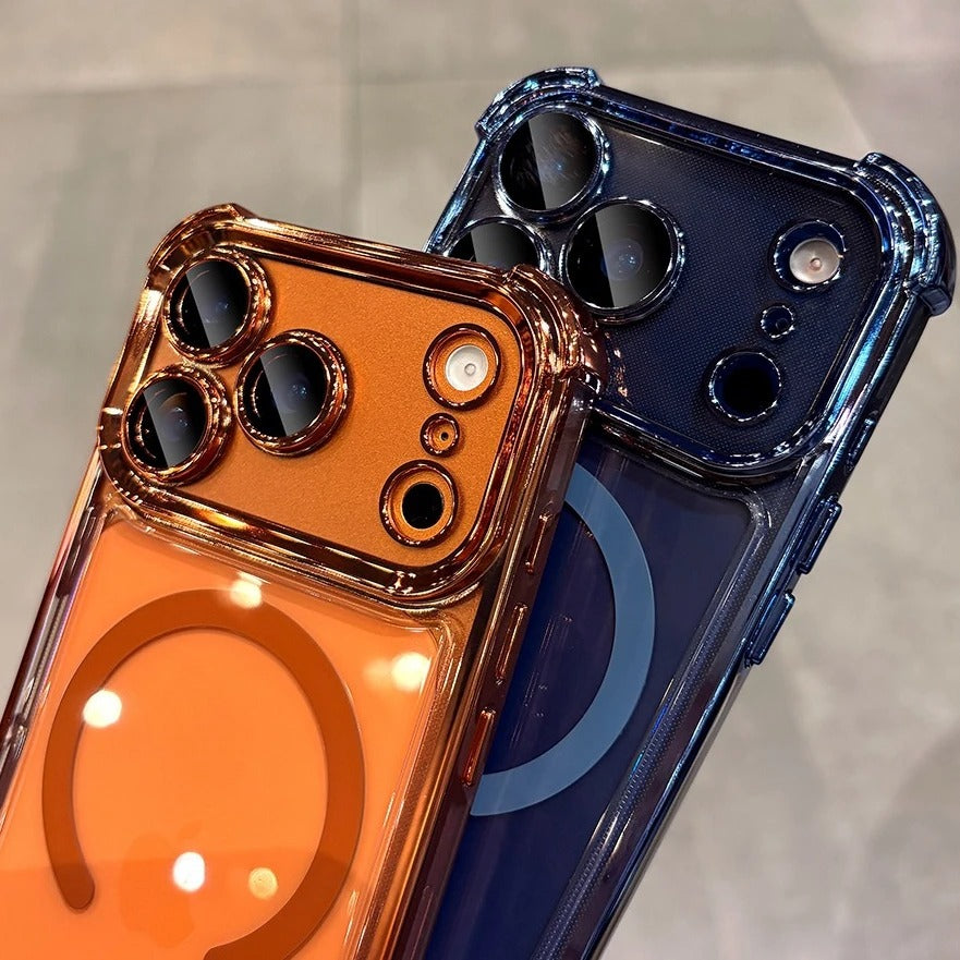 Luxury iPhone Case — Transparent MagSafe Soft TPU Airbag Cover with Shockproof Anti-Knock Clear Full Protection for Wireless Charging