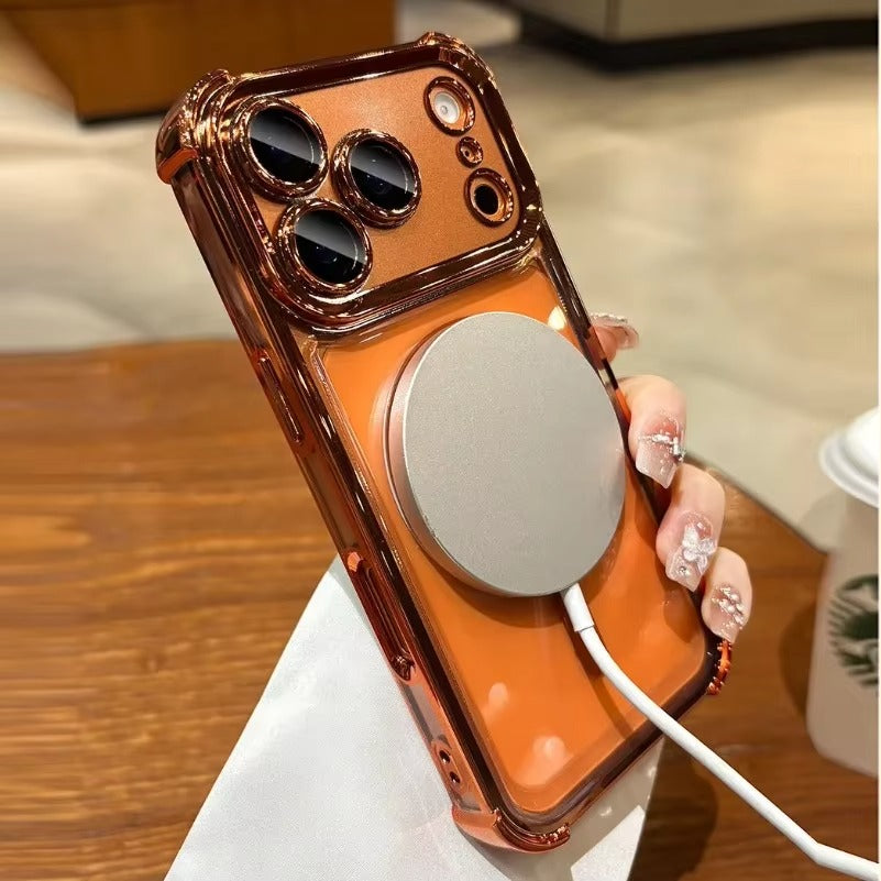 Luxury iPhone Case — Transparent MagSafe Soft TPU Airbag Cover with Shockproof Anti-Knock Clear Full Protection for Wireless Charging