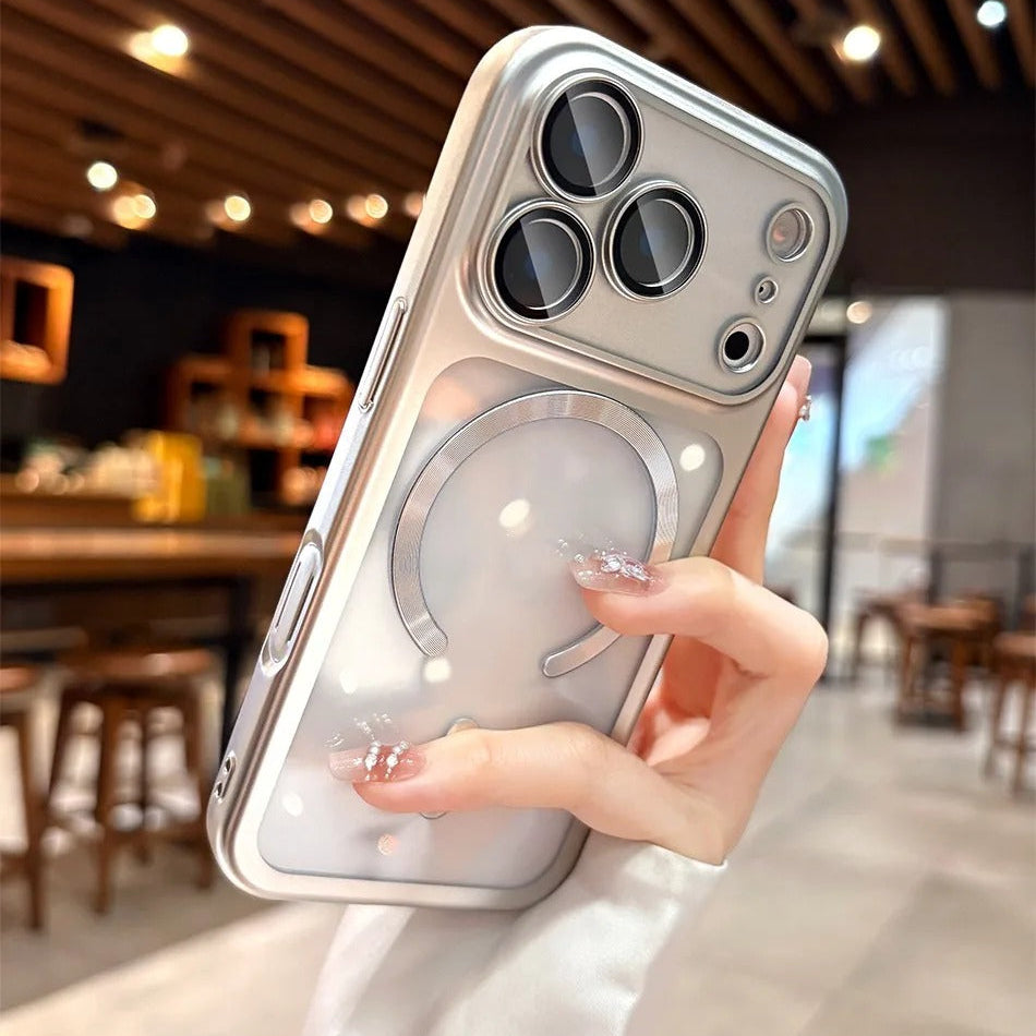 Luxury iPhone Case — Transparent Plating MagSafe Compatible Soft TPU Cover with Camera Protection, Shockproof Design, Anti-Fingerprint, Non-Slip Finish