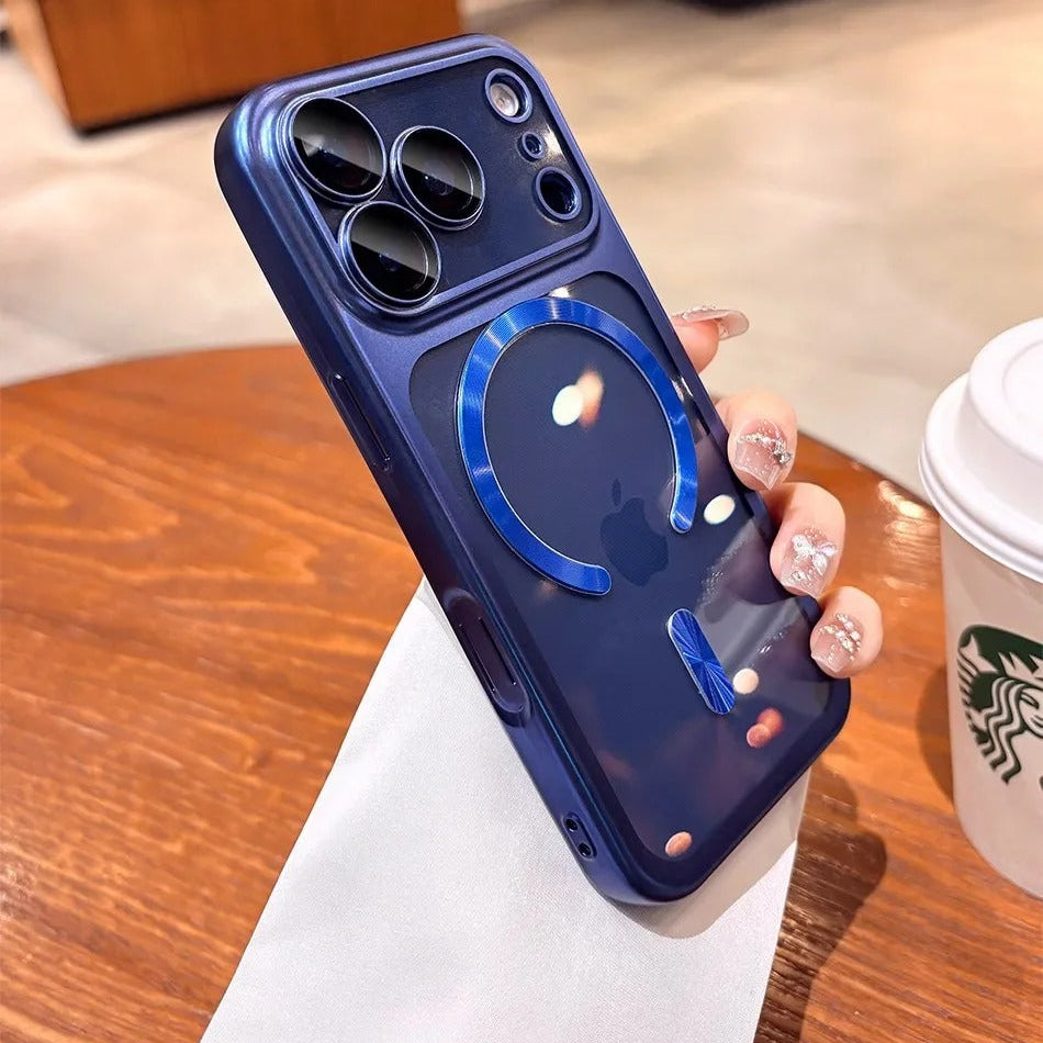 Luxury iPhone Case — Transparent Plating MagSafe Compatible Soft TPU Cover with Camera Protection, Shockproof Design, Anti-Fingerprint, Non-Slip Finish