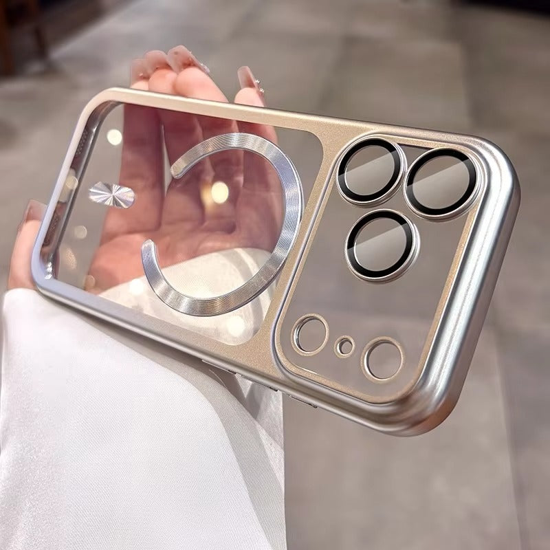 Luxury iPhone Case — Transparent Plating MagSafe Compatible Soft TPU Cover with Camera Protection, Shockproof Design, Anti-Fingerprint, Non-Slip Finish