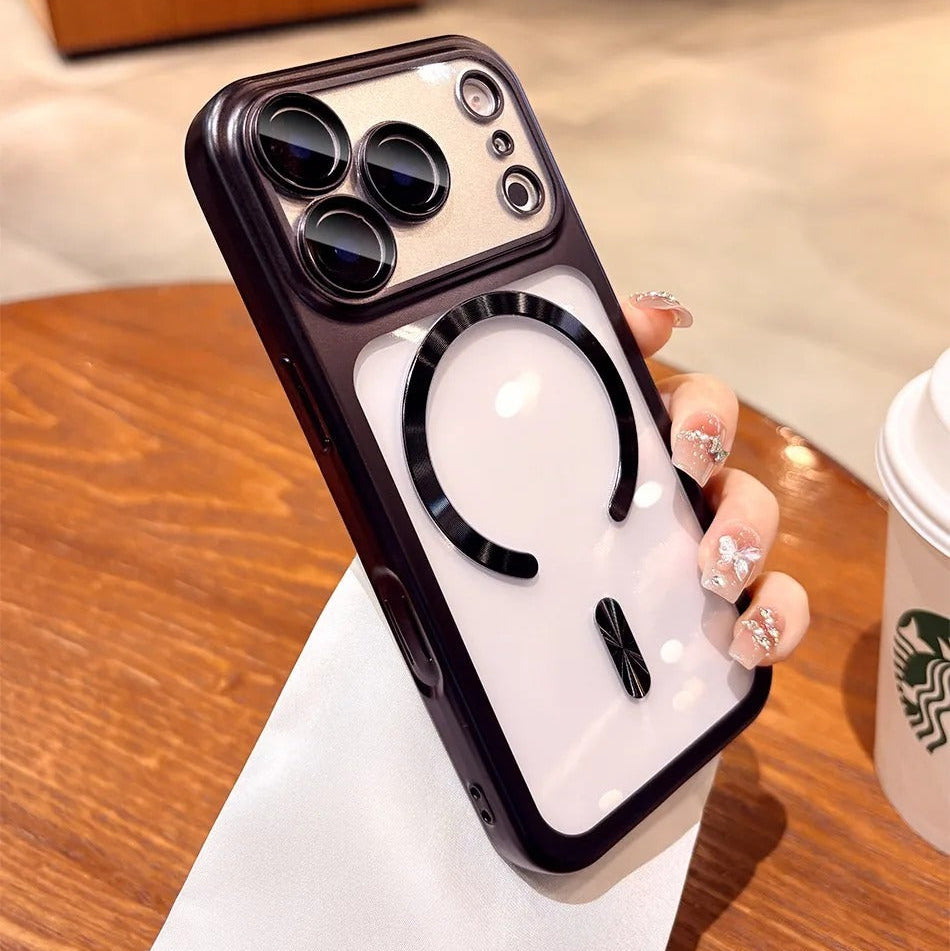 Luxury iPhone Case — Transparent Plating MagSafe Compatible Soft TPU Cover with Camera Protection, Shockproof Design, Anti-Fingerprint, Non-Slip Finish