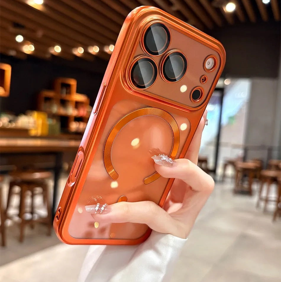 Luxury iPhone Case — Transparent Plating MagSafe Compatible Soft TPU Cover with Camera Protection, Shockproof Design, Anti-Fingerprint, Non-Slip Finish