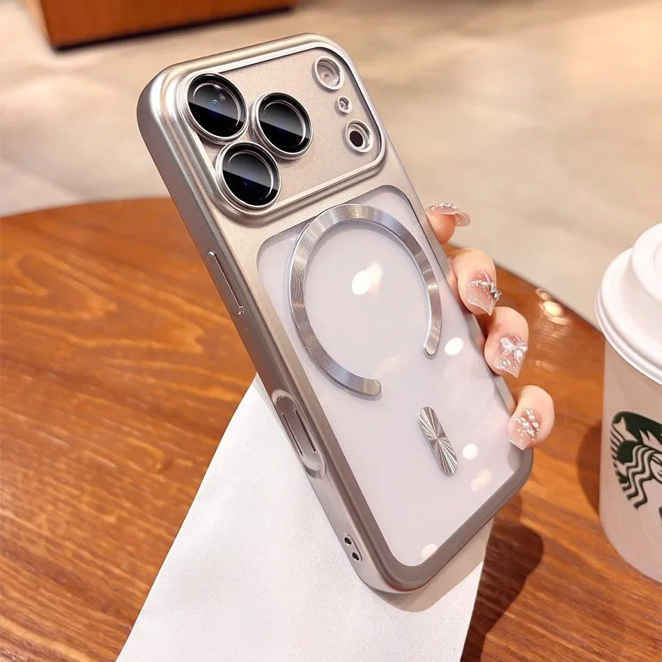 Luxury iPhone Case — Transparent Plating MagSafe Compatible Soft TPU Cover with Camera Protection, Shockproof Design, Anti-Fingerprint, Non-Slip Finish