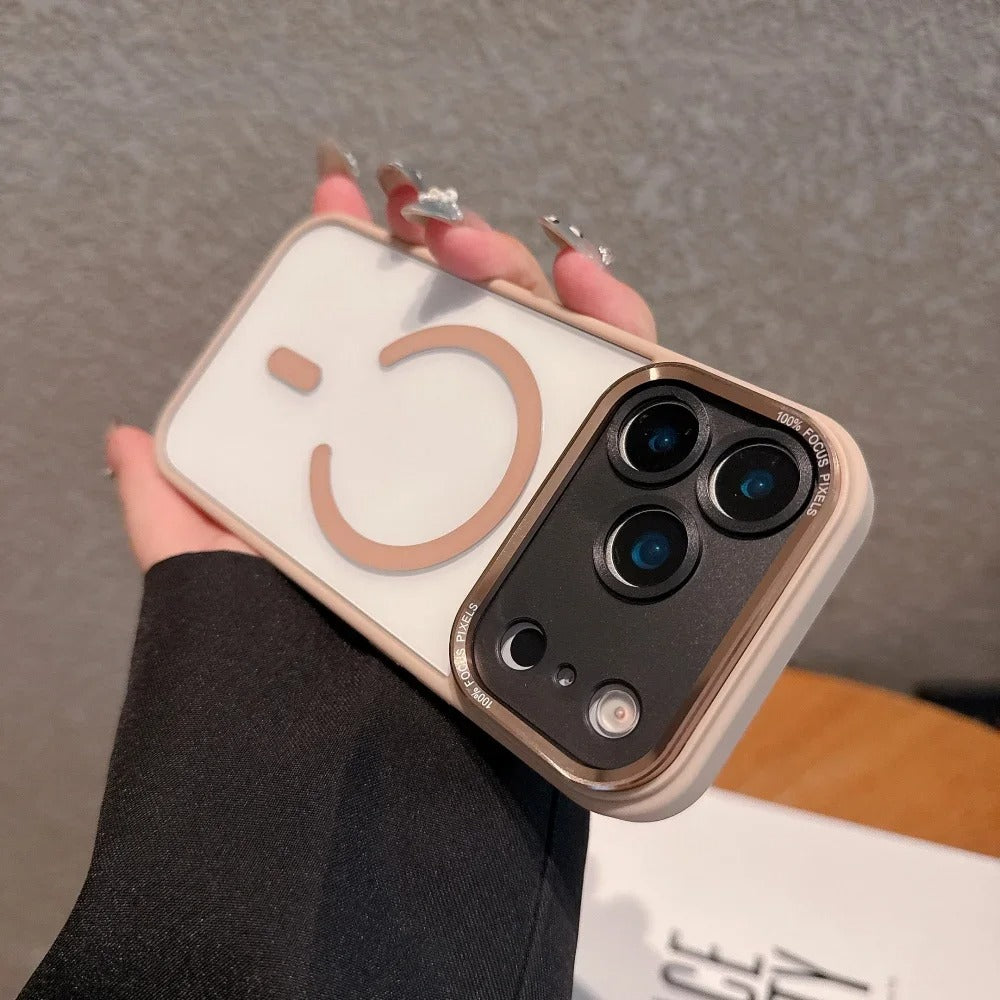 Luxury iPhone Case — Transparent MagSafe Compatible Cover with Plating Camera Protection, Shockproof, Anti-Fingerprint, Dustproof, Full Coverage Design