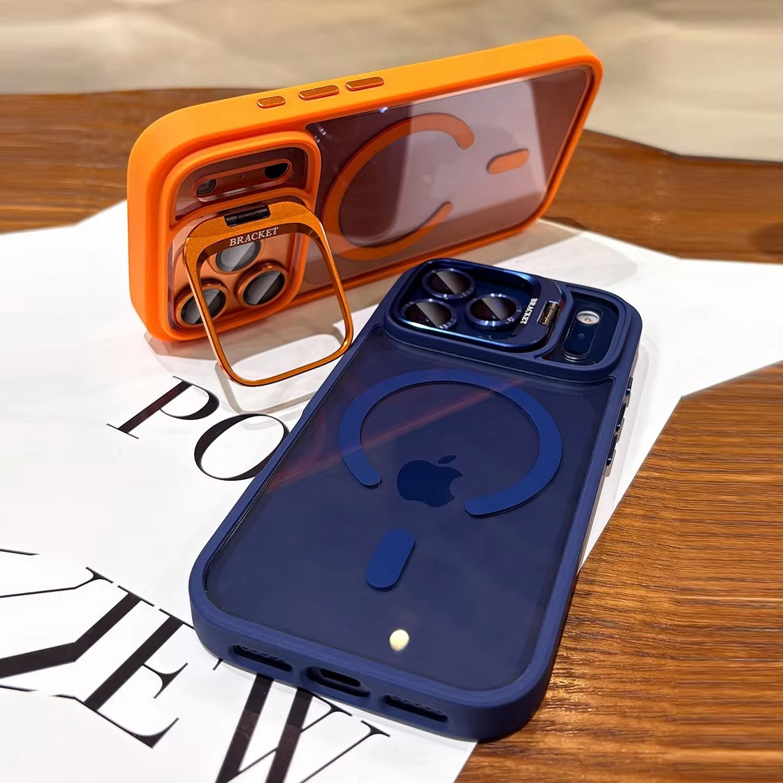 Luxury iPhone Case — Transparent MagSafe Compatible Half-Wrapped Shockproof Cover with Camera Bracket, Anti-Fingerprint, Non-Slip Design and Wrist Strap