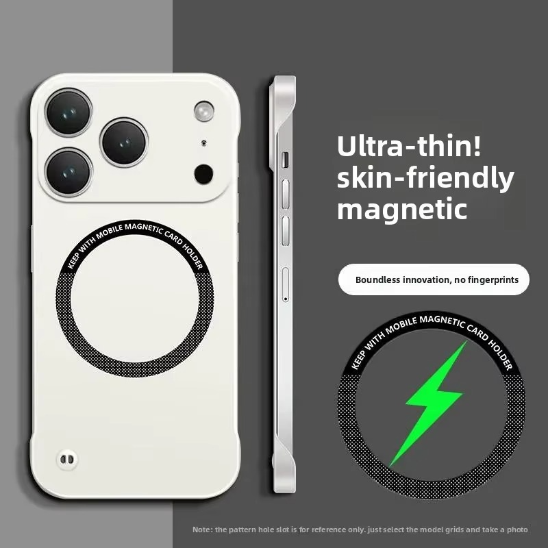 Luxury Ultra-Thin Magnetic iPhone Case — Frameless Hard PC Half-Wrapped Cover, Matte Solid Color, Anti-Fingerprint, Shockproof, Non-Slip, Dustproof