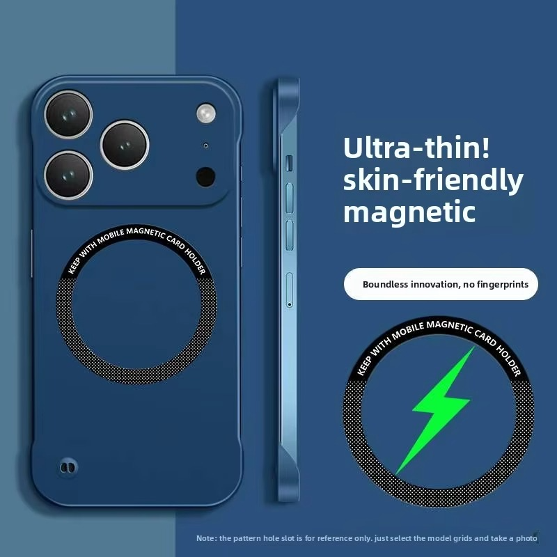 Luxury Ultra-Thin Magnetic iPhone Case — Frameless Hard PC Half-Wrapped Cover, Matte Solid Color, Anti-Fingerprint, Shockproof, Non-Slip, Dustproof