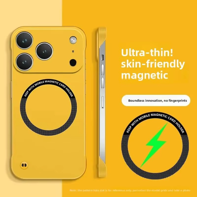 Luxury Ultra-Thin Magnetic iPhone Case — Frameless Hard PC Half-Wrapped Cover, Matte Solid Color, Anti-Fingerprint, Shockproof, Non-Slip, Dustproof