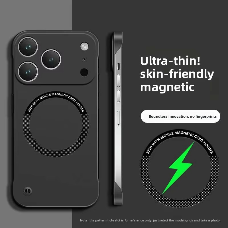 Luxury Ultra-Thin Magnetic iPhone Case — Frameless Hard PC Half-Wrapped Cover, Matte Solid Color, Anti-Fingerprint, Shockproof, Non-Slip, Dustproof
