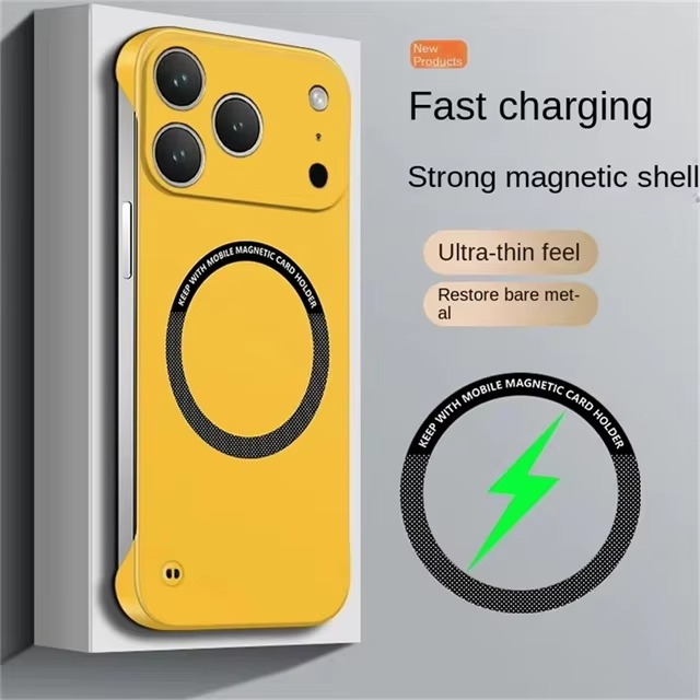 Luxury Ultra-Thin Magnetic iPhone Case — Frameless Hard PC Half-Wrapped Cover, Matte Solid Color, Anti-Fingerprint, Shockproof, Non-Slip, Dustproof