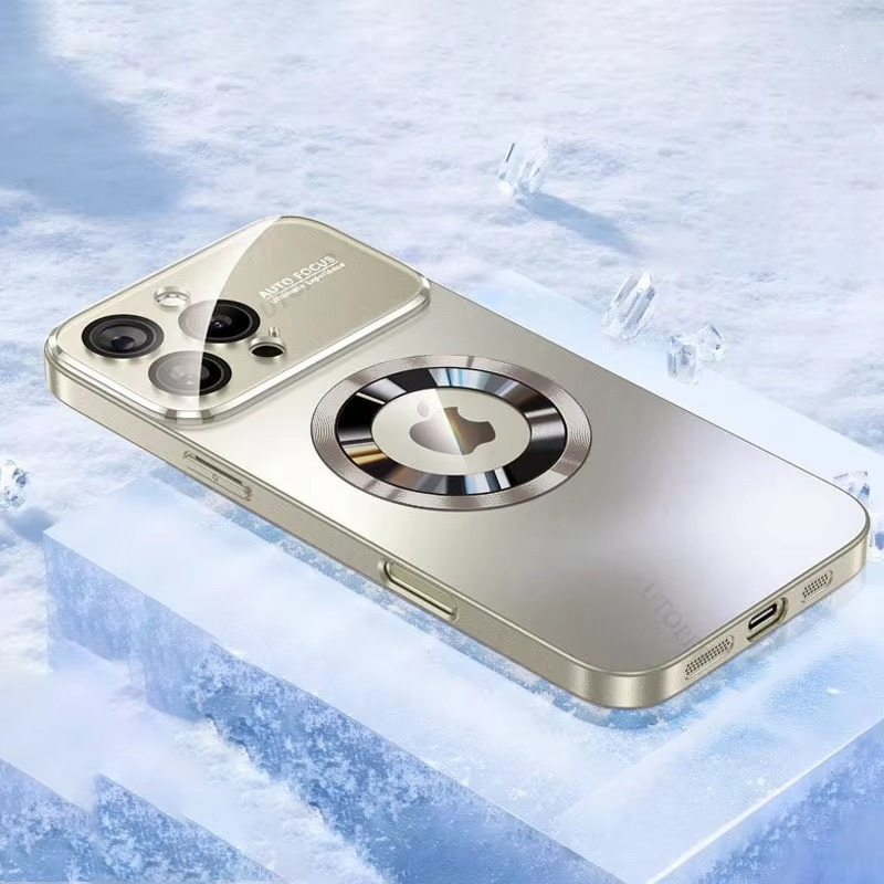 Luxury Titanium Sanding Magnetic iPhone Case — Magsafe Wireless Charging, Shockproof Half-Wrapped Cover with Glass Lens Protection, Anti-Fingerprint, Non-Slip Finish