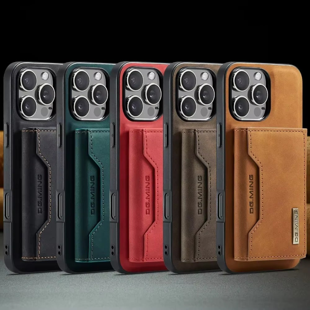 Luxury iPhone 2-in-1 Detachable Wallet Case — Magnetic PU Leather Cover with Card Holder, Slim Shockproof Design, Anti-Fingerprint and Non-Slip Protection