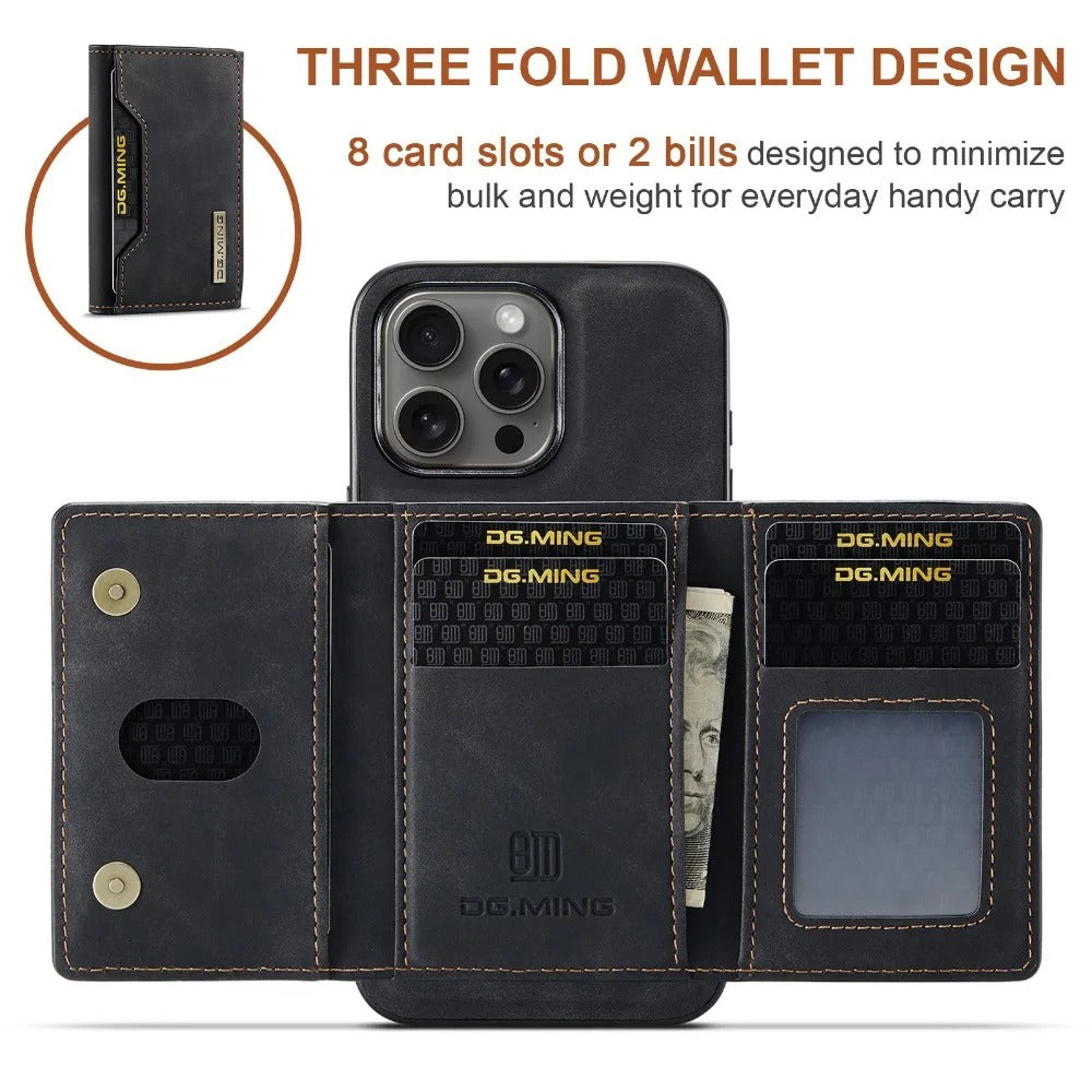 Luxury iPhone 2-in-1 Detachable Wallet Case — Magnetic PU Leather Cover with Card Holder, Slim Shockproof Design, Anti-Fingerprint and Non-Slip Protection
