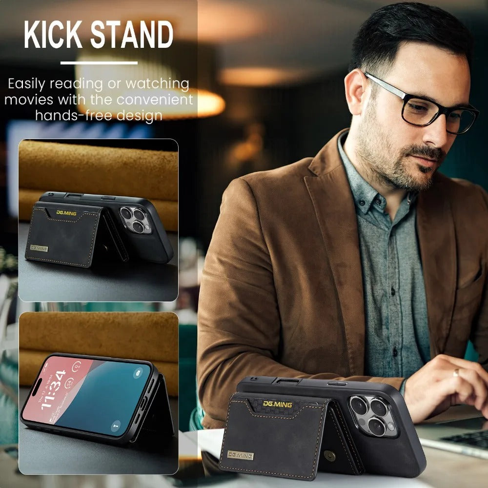 Luxury iPhone 2-in-1 Detachable Wallet Case — Magnetic PU Leather Cover with Card Holder, Slim Shockproof Design, Anti-Fingerprint and Non-Slip Protection